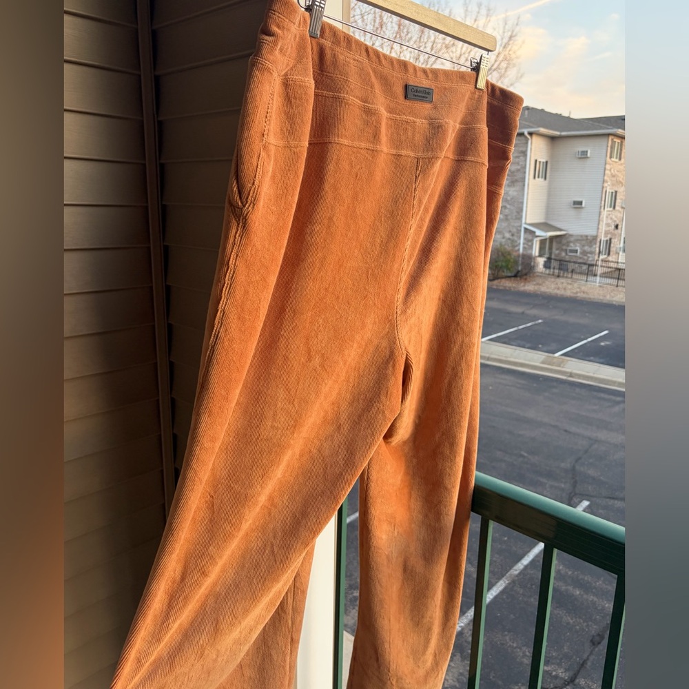 🆕 Calvin Klein Velour Wide Leg Lounge Pants Camel Soft Stretch Size 2XL, 3XL - Picture 7 of 16